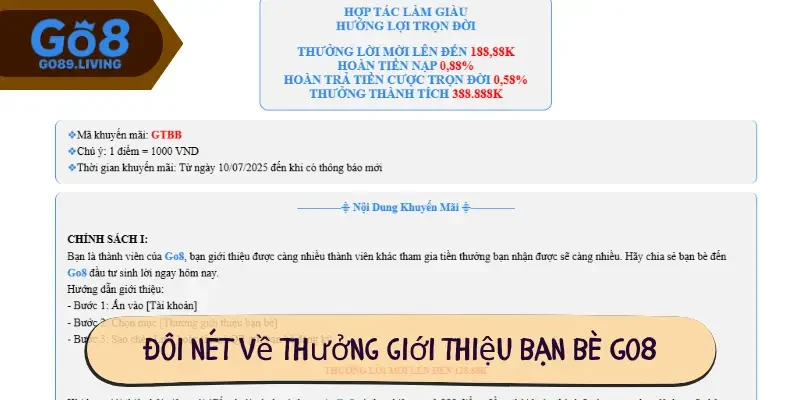 Đôi nét về thưởng giới thiệu bạn bè Go8