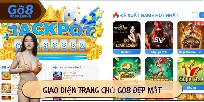 Giao diện trang chủ Go8 đẹp mắt